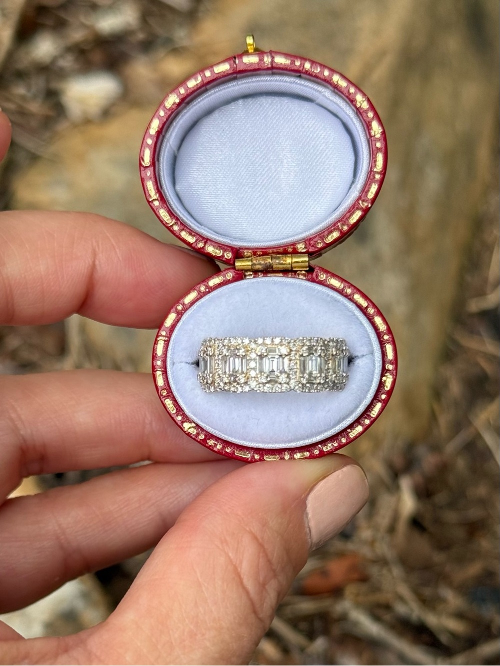 Ferko’s 14k Baguette and Round Halo Diamond Ring